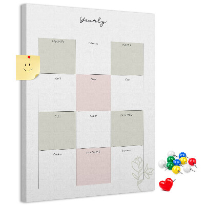 Tableau en liège déco Agenda annuel au design minimaliste