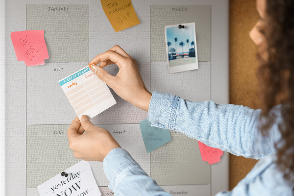 Tableau en liège déco Agenda annuel au design minimaliste