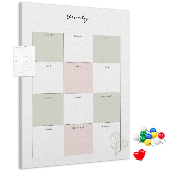 Tableau en liège déco Agenda annuel au design minimaliste