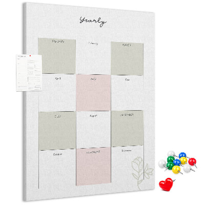 Tableau en liège déco Agenda annuel au design minimaliste