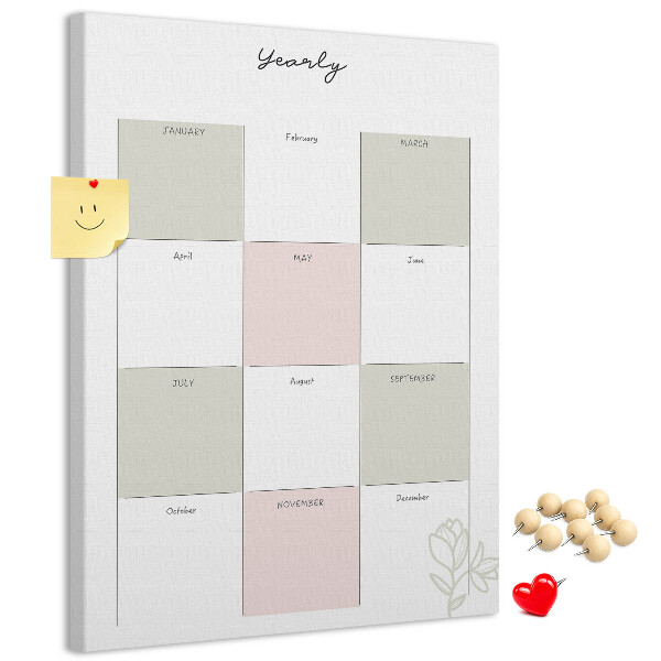 Tableau en liège déco Agenda annuel au design minimaliste