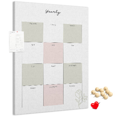Tableau en liège déco Agenda annuel au design minimaliste