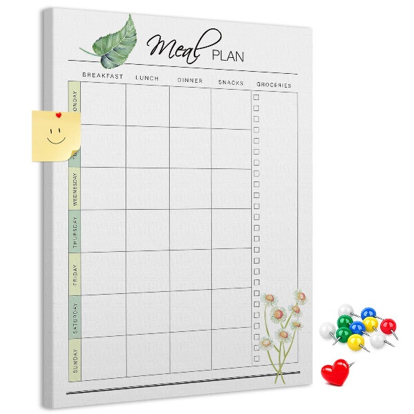 Tableau en liège fantaisie Menu avec des touches florales