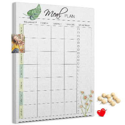 Tableau en liège fantaisie Menu avec des touches florales