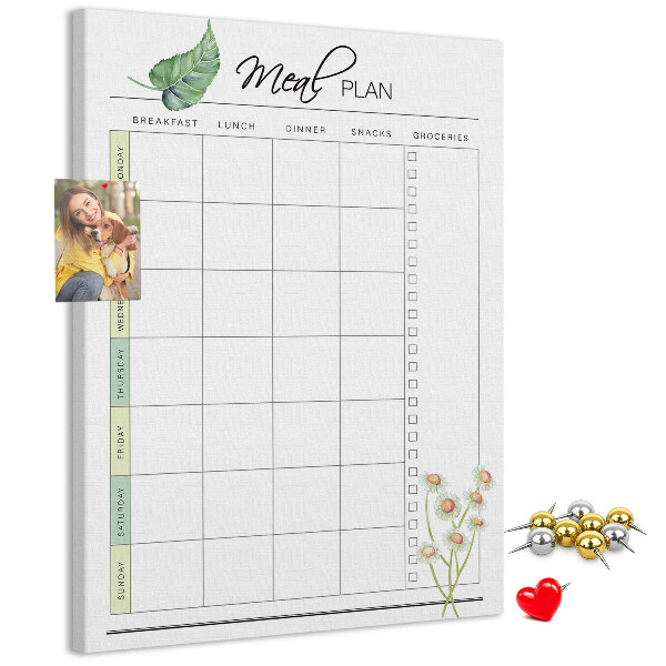 Tableau en liège fantaisie Menu avec des touches florales
