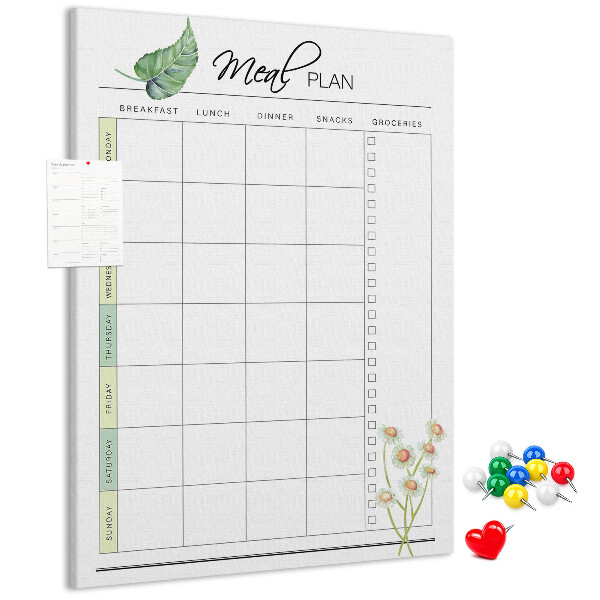 Tableau en liège fantaisie Menu avec des touches florales