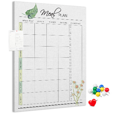 Tableau en liège fantaisie Menu avec des touches florales