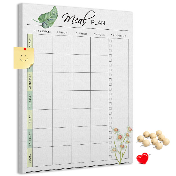 Tableau en liège fantaisie Menu avec des touches florales