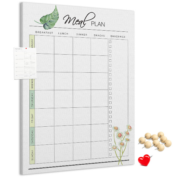 Tableau en liège fantaisie Menu avec des touches florales