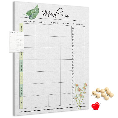 Tableau en liège fantaisie Menu avec des touches florales