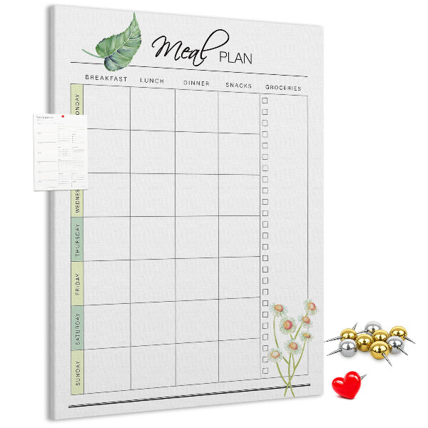 Tableau en liège fantaisie Menu avec des touches florales