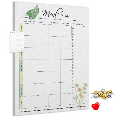 Tableau en liège fantaisie Menu avec des touches florales
