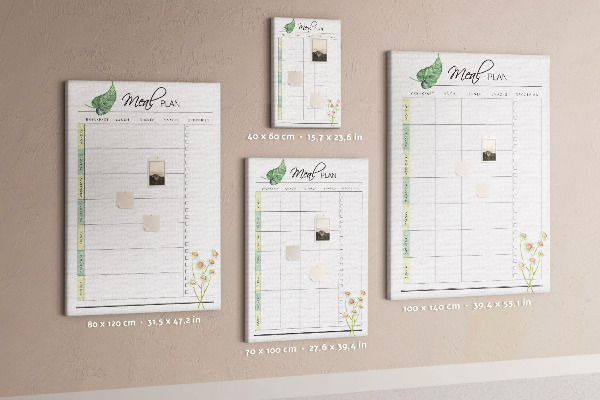 Tableau en liège fantaisie Menu avec des touches florales