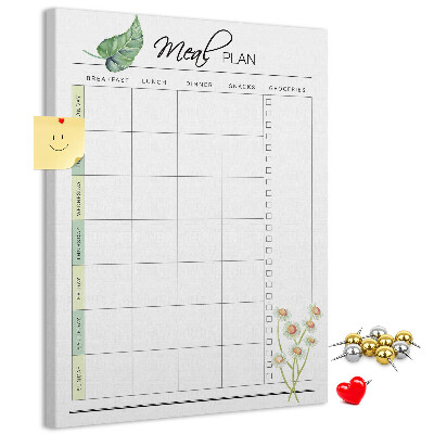Tableau en liège fantaisie Menu avec des touches florales