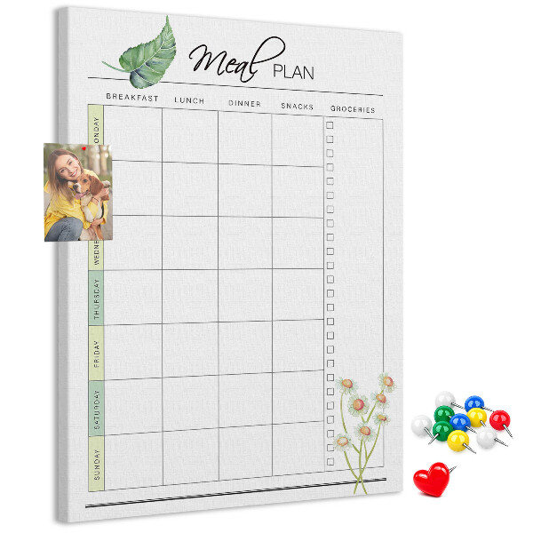 Tableau en liège fantaisie Menu avec des touches florales