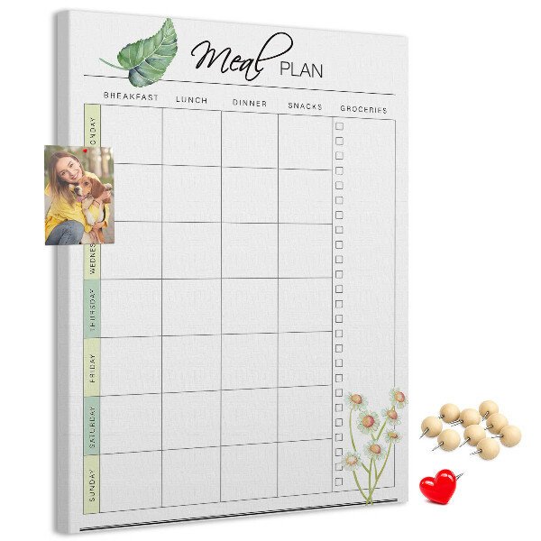 Tableau en liège fantaisie Menu avec des touches florales