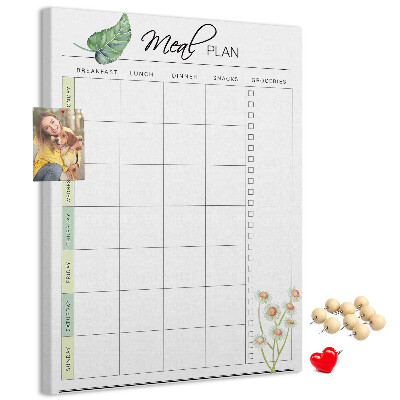 Tableau en liège fantaisie Menu avec des touches florales