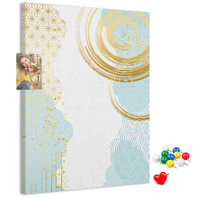 Tableau de liège Cercles dorés sur un fond délicat