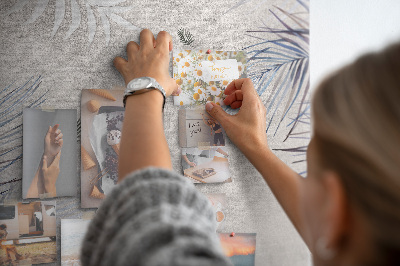 Tableau en liège fantaisie Feuilles délicates sur fond gris