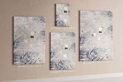 Tableau en liège fantaisie Feuilles délicates sur fond gris