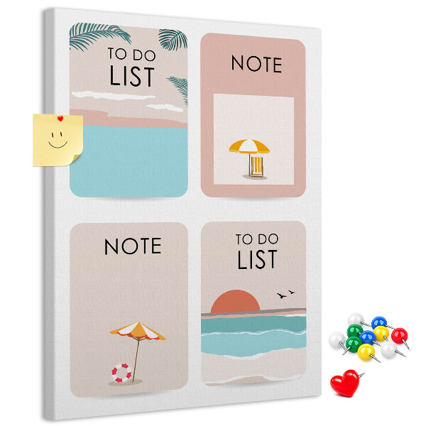 Tableau en liège déco Liste de choses à faire et notes pour l'été