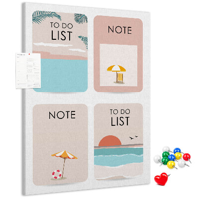Tableau en liège déco Liste de choses à faire et notes pour l'été