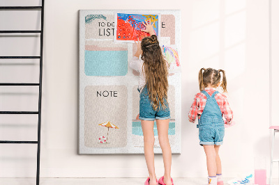 Tableau en liège déco Liste de choses à faire et notes pour l'été