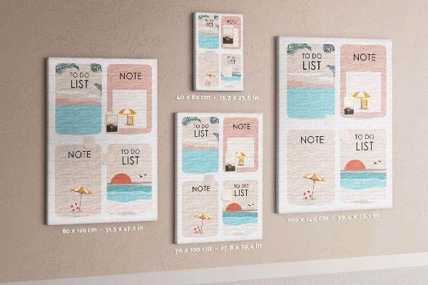 Tableau en liège déco Liste de choses à faire et notes pour l'été