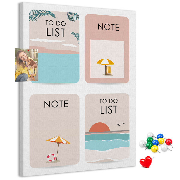 Tableau en liège déco Liste de choses à faire et notes pour l'été