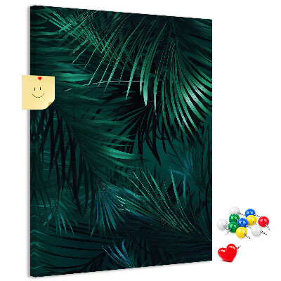 Tableau en liège fantaisie Feuilles tropicales aux teintes vert foncé