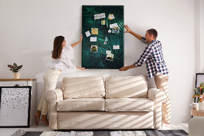 Tableau en liège fantaisie Feuilles tropicales aux teintes vert foncé