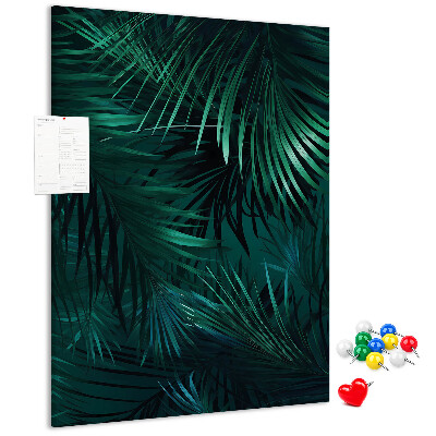 Tableau en liège fantaisie Feuilles tropicales aux teintes vert foncé