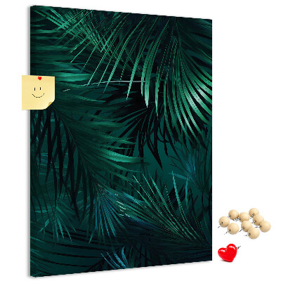 Tableau en liège fantaisie Feuilles tropicales aux teintes vert foncé