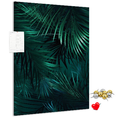 Tableau en liège fantaisie Feuilles tropicales aux teintes vert foncé
