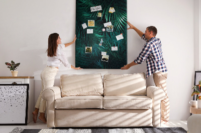 Tableau en liège fantaisie Feuilles tropicales aux teintes vert foncé