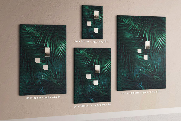 Tableau en liège fantaisie Feuilles tropicales aux teintes vert foncé