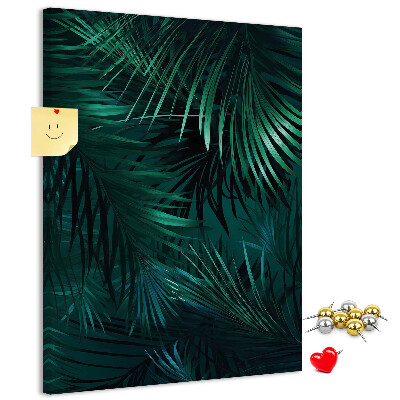 Tableau en liège fantaisie Feuilles tropicales aux teintes vert foncé