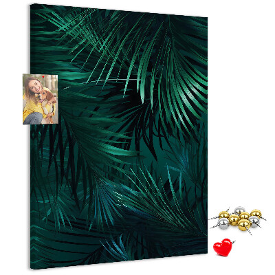 Tableau en liège fantaisie Feuilles tropicales aux teintes vert foncé