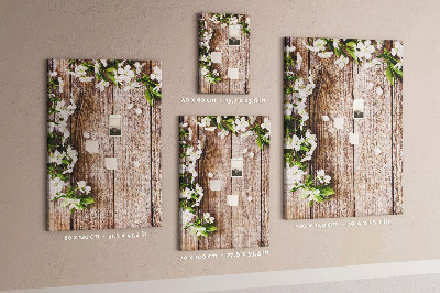 Tableau de liège Fleurs sur fond de planches de bois