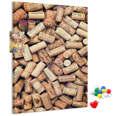 Tableau en liège déco Une collection de bouchons de bouteilles de vin