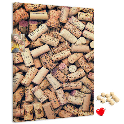 Tableau en liège déco Une collection de bouchons de bouteilles de vin