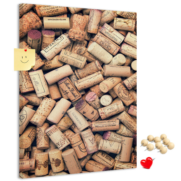 Tableau en liège déco Une collection de bouchons de bouteilles de vin