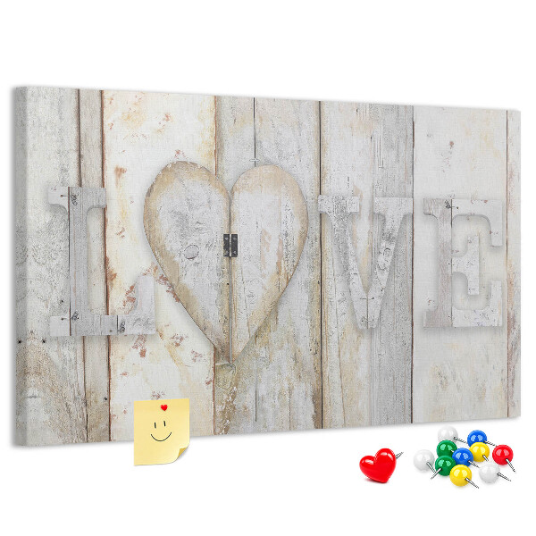 Tableau de liège Plaque en bois portant l'inscription « amour »