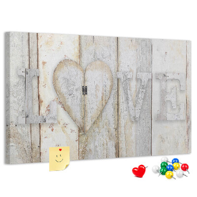 Tableau de liège Plaque en bois portant l'inscription « amour »