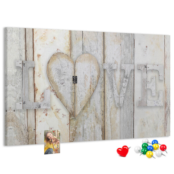 Tableau de liège Plaque en bois portant l'inscription « amour »