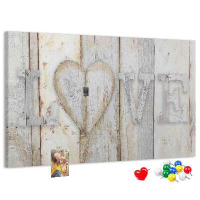 Tableau de liège Plaque en bois portant l'inscription « amour »