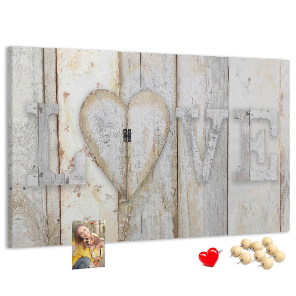Tableau de liège Plaque en bois portant l'inscription « amour »