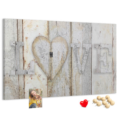 Tableau de liège Plaque en bois portant l'inscription « amour »