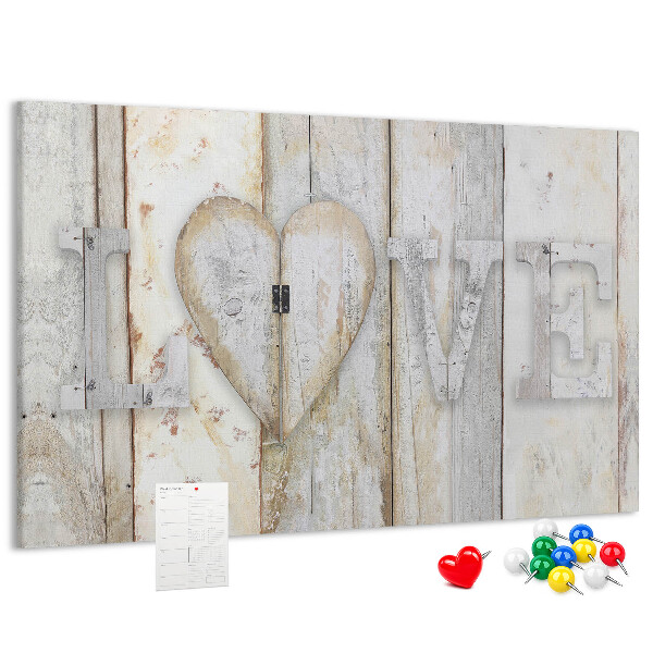 Tableau de liège Plaque en bois portant l'inscription « amour »