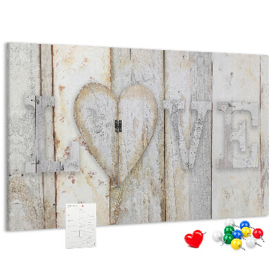 Tableau de liège Plaque en bois portant l'inscription « amour »